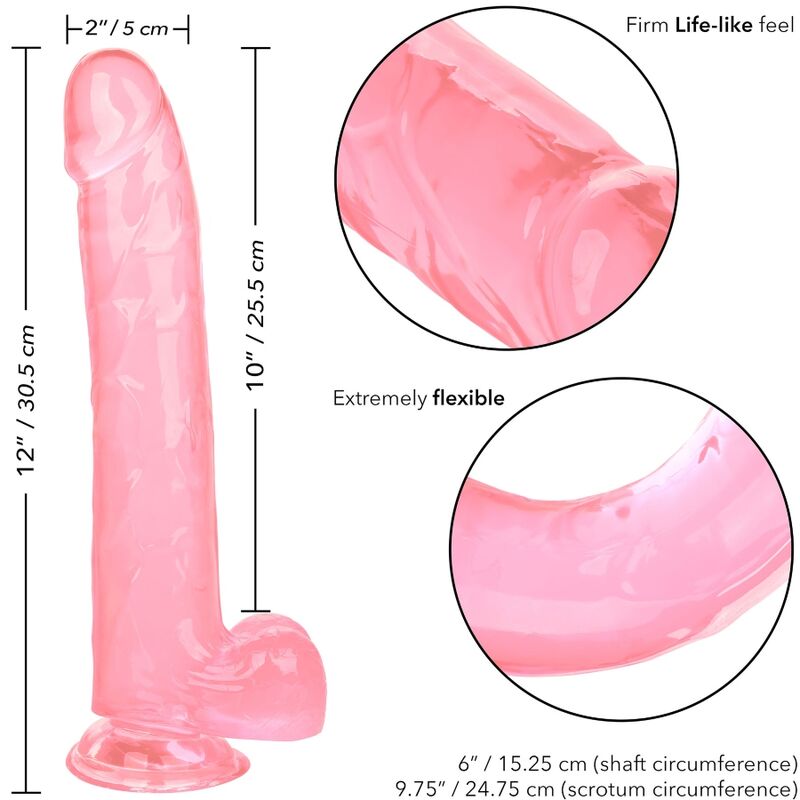 CALEXOTICS - KUNINGATAR-KOON VAALEANPUNAINEN DILDO 25,5 CM