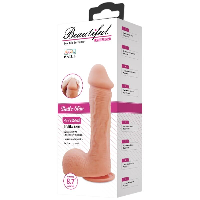 BAILE - JOHNSON REALISTINEN IHOLLA VARUSTETTU DILDO 22 CM
