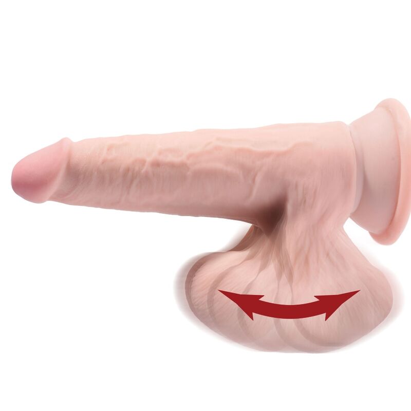 KUNGSKUK - PLUS 3D-DILDO MED SVÄNGANDE BOLLAR 24,5 CM LJUS HUD