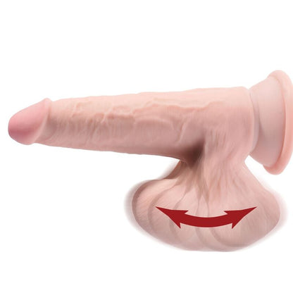 KUNGSKUK - PLUS 3D-DILDO MED SVÄNGANDE BOLLAR 24,5 CM LJUS HUD