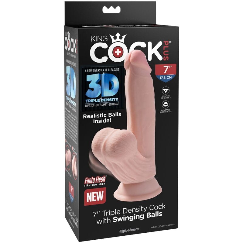 KING COCK - PLUS 3D-DILDO KEINUVA PALLONEN 15,2 CM VAALEA IHOLLA