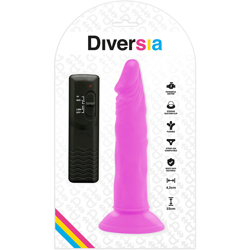 DIVERSIA - JOUSTAVA VÄRÄILEVÄ DILDO VIOLETTI 23 CM -O- 4,3 CM