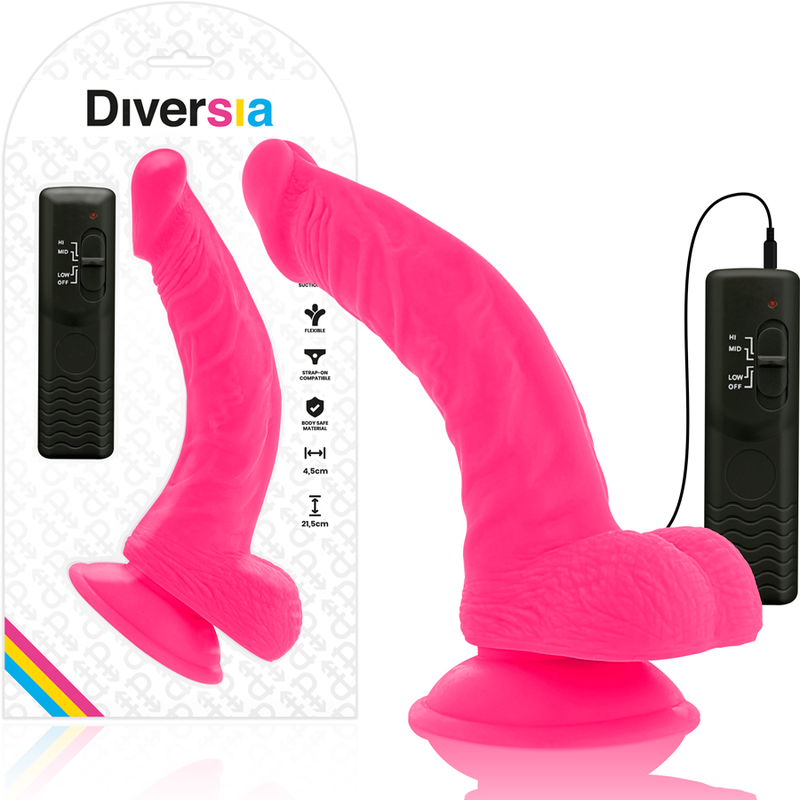 DIVERSIA - JOUSTAVA VÄRÄILEVÄ DILDO VAALEANPUNAINEN 21,5 CM -O- 4,5 CM