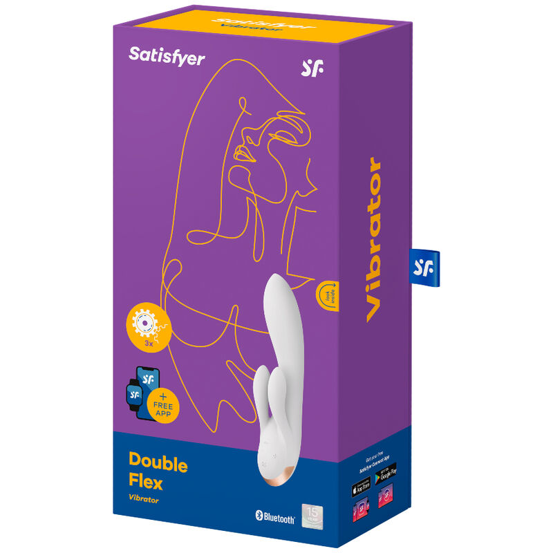 SATISFYER - DOUBLE FLEX -VIBRAATTORISOVELLUS VALKOINEN