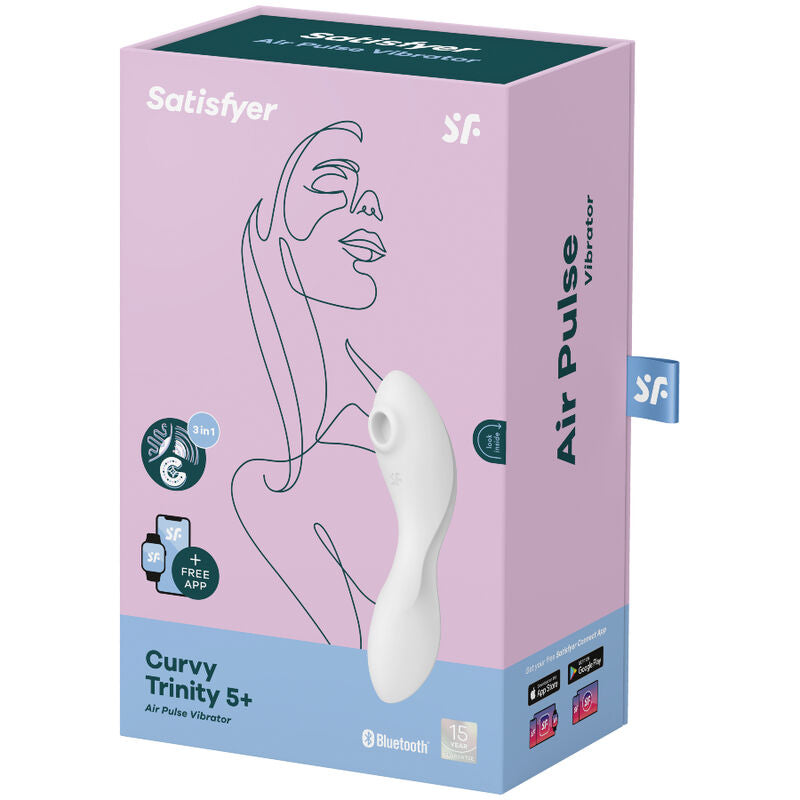 SATISFYER - CURVY TRINITY 5 -SIRKUSTIMULAATORI- JA VIBRAATORISOVELLUS VALKOINEN
