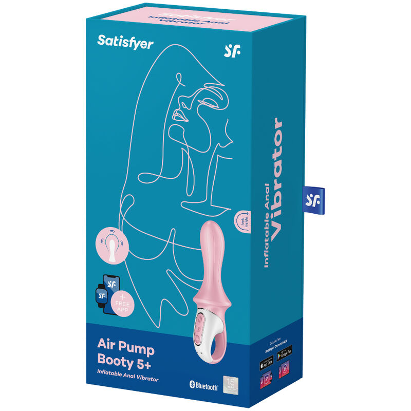 SATISFYER - ILMAPUMPPU BOOTY 5+ TÄYTETTÄVÄ ANAALIVIBRAATTORI VAALEANPUNAINEN