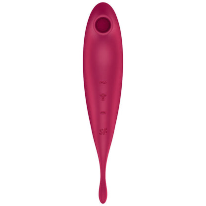 SATISFYER - TWIRLING PRO+ ILMASYKSI-STIMULAATTORI JA VIBRAATORISOVELLUS PUNAINEN