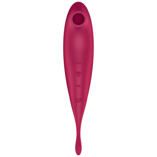 SATISFYER - TWIRLING PRO+ ILMASYKSI-STIMULAATTORI JA VIBRAATORISOVELLUS PUNAINEN