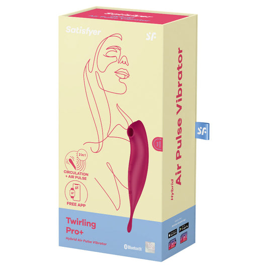 SATISFYER - TWIRLING PRO+ ILMASYKSI-STIMULAATTORI JA VIBRAATORISOVELLUS PUNAINEN