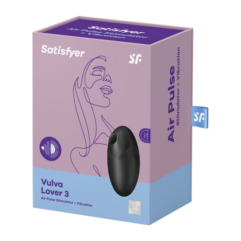 SATISFYER - VULVA LOVER 3 -ilmapulssistimulaattori ja vibraattori, musta