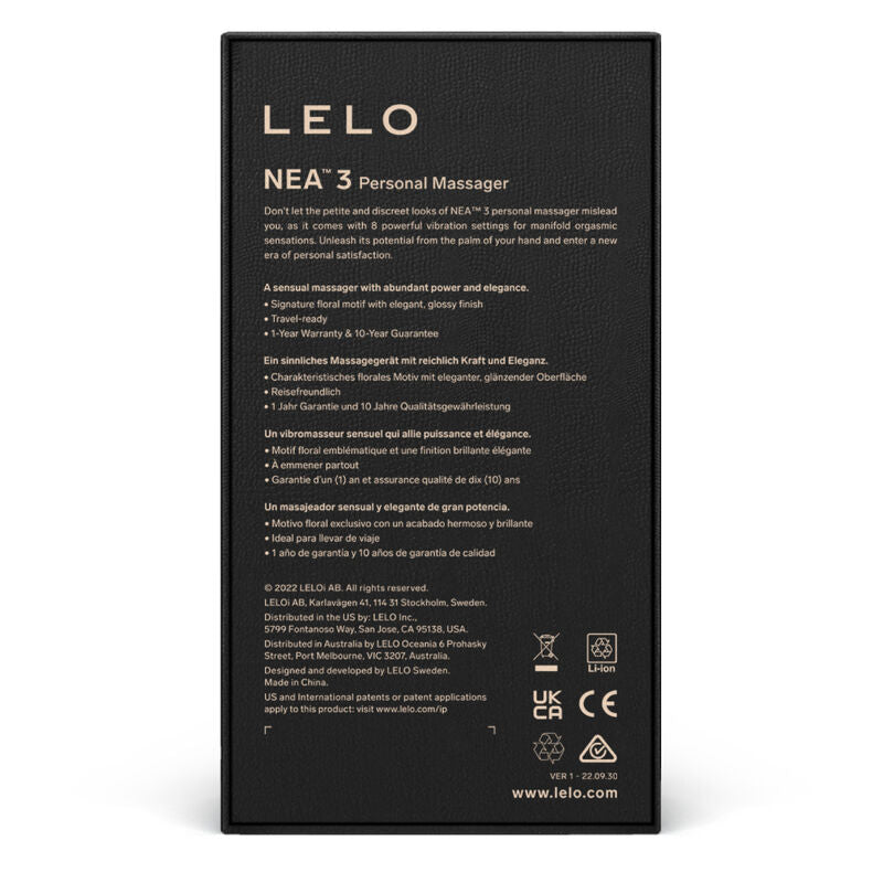 LELO - NEA 3 HENKILÖKOHTAINEN HIERONTALAITTEEN MUSTA