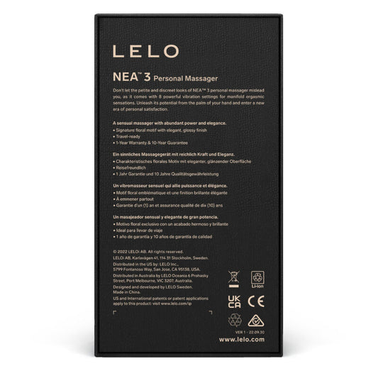 LELO - NEA 3 HENKILÖKOHTAINEN HIERONTALAITTEEN MUSTA