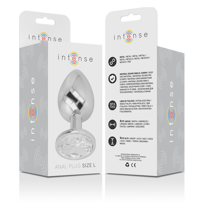 INTENSE - ANALPLUGG I ALUMINIUM MED SILVERKRISTALL STORLEK L
