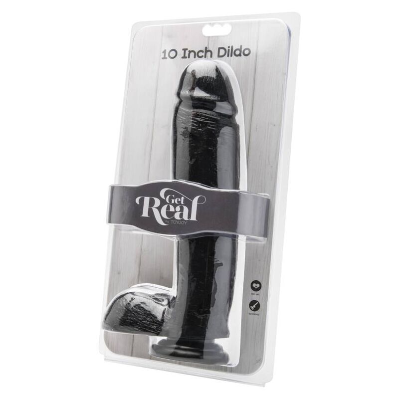 GET REAL - DILDO 25,5 CM KUULIKIIVELLÄ MUSTA