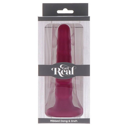 GET REAL - RIBBED DONG 12 CM PUNAINEN