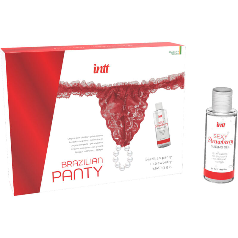 INTT RELEASES - BRASILIALAISET PUNAISET HELMIPIIRTEISET ALUSHOUSUT JA VOITELUGEELI 50 ML