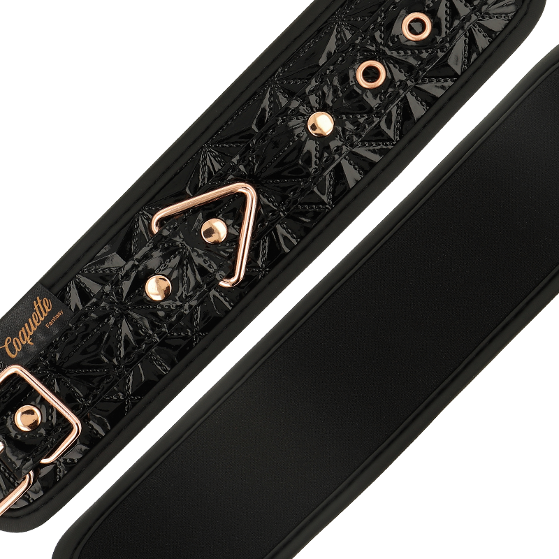 COQUETTE CHIC DESIRE - MUSTA PAINOS PREMIUM-KÄSIRAUAT NEOPREENIVUORILLA