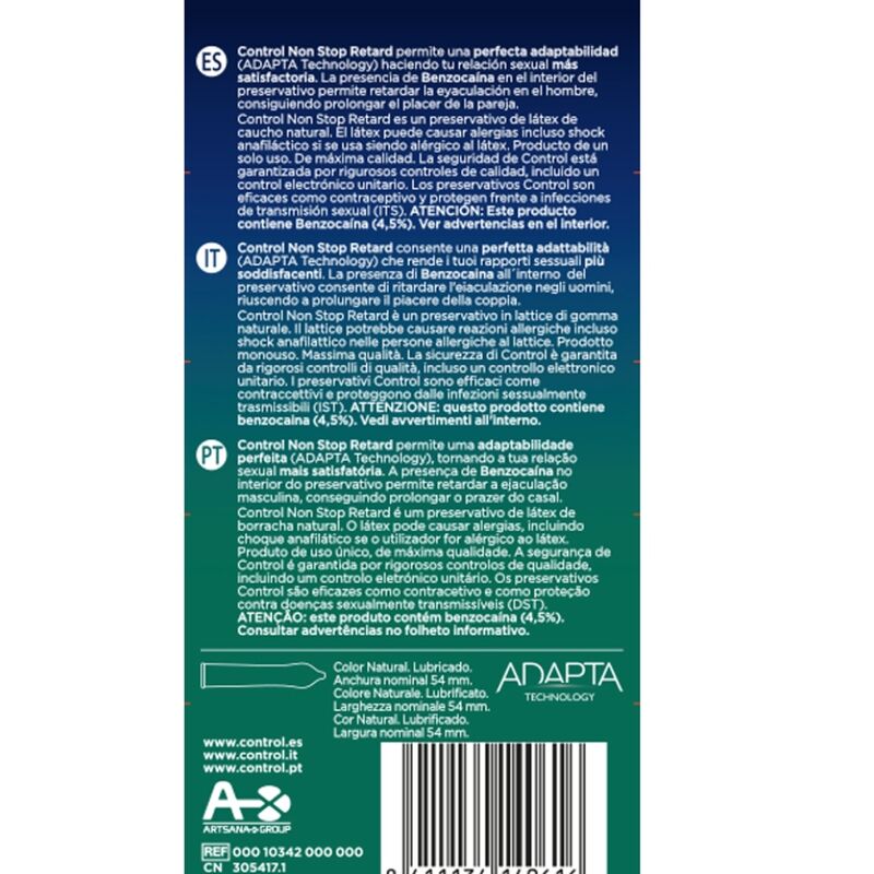 CONTROL - NON STOP -hidastuskondomit 12 kpl