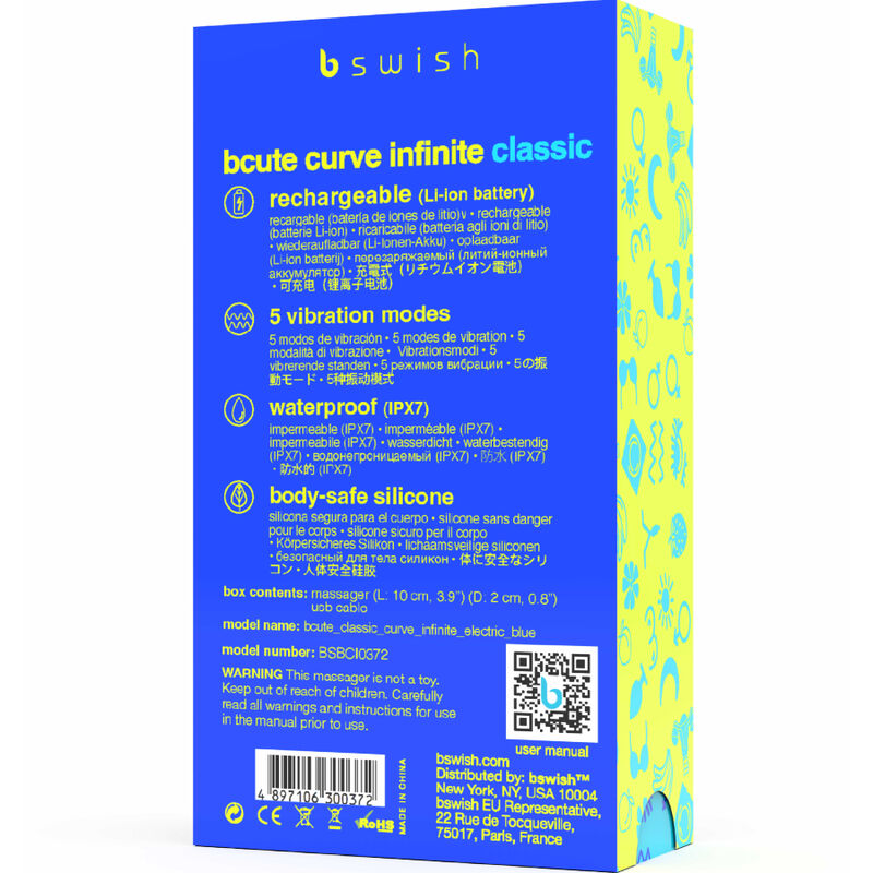 B SWISH - BCUTE CURVE INFINITE CLASSIC LADATTAVA VIBRAATORI SININEN SILIKONI