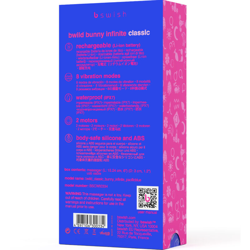 B SWISH - BWILD BUNNY INFINITE CLASSIC LADATTAVA VIBRAATORI SININEN SILIKONI