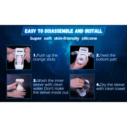 GAME CUP - TYÖNTÄVÄ VÄRÄHTELYMASTURBAATORI LÄMMITYSTOIMINNOLLA JA LIIKKUVALLA TUELLA - MUSTA