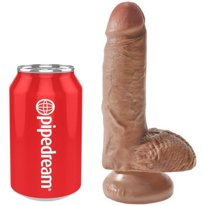 KUNGSKUK - REALISTISK PENIS MED KUGLAR 13,2 CM KARAMELL