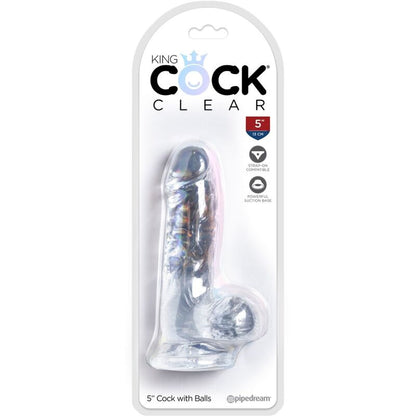 KING COCK - KLAR REALISTISK PENIS MED KUGLAR 10,1 CM TRANSPARENT