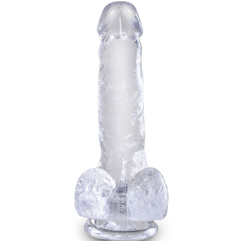 KING COCK - KLAR REALISTISK PENIS MED KUGLAR 13,5 CM TRANSPARENT