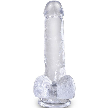 KING COCK - KLAR REALISTISK PENIS MED KUGLAR 13,5 CM TRANSPARENT