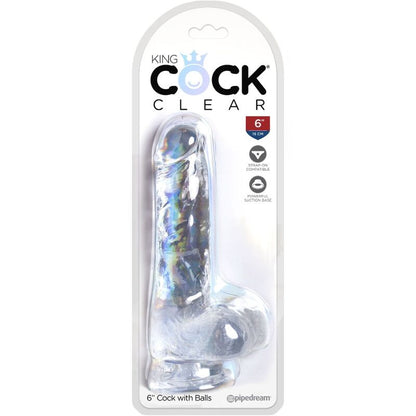 KING COCK - KLAR REALISTISK PENIS MED KUGLAR 13,5 CM TRANSPARENT