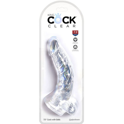 KING COCK - KIRKAS, REALISTINEN, KAAREVA PENIS KUULIKIVIÄ 16,5 CM LÄPINÄKYVÄ