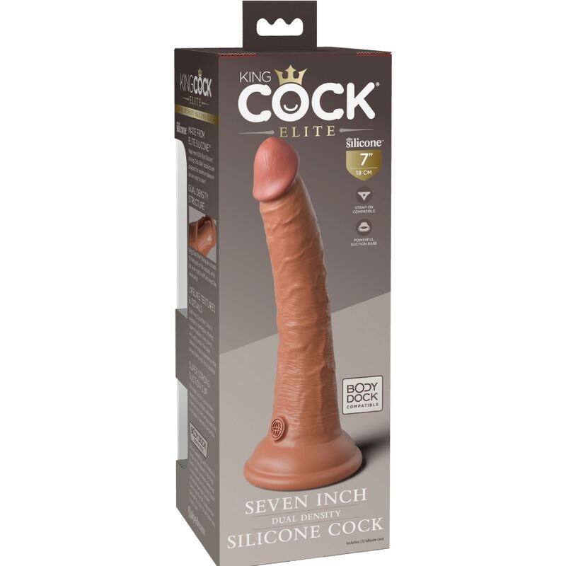 KING COCK - ELITE REALISTINEN SILIKONIDILDO 17,8 CM KARAMELLI