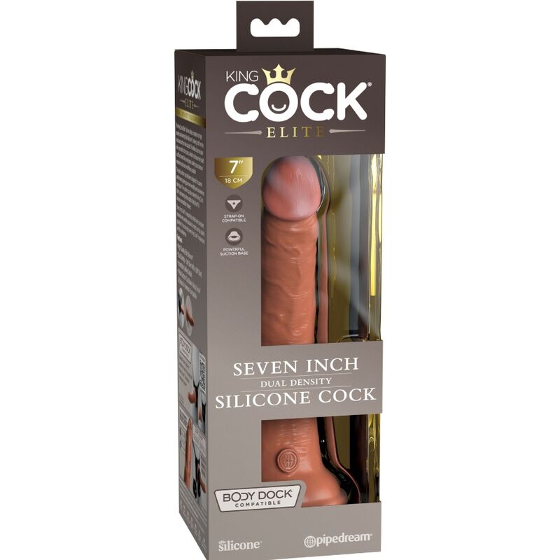 KING COCK - ELITE REALISTINEN SILIKONIDILDO 17,8 CM KARAMELLI