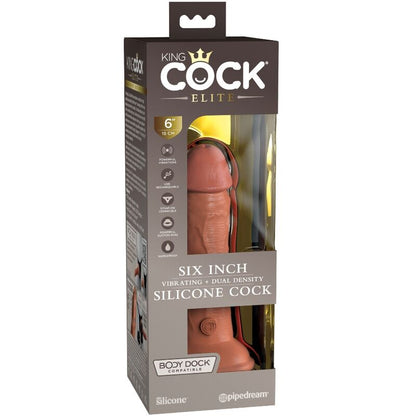 KING COCK - ELITE REALISTINEN VÄRISEVÄ JA SILIKONIINEN DILDO 15,2 CM KARAMELLI