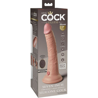 KING COCK - ELITE REALISTINEN DILDOVIBRAATORI &amp; SILIKONIKAUKOSÄÄDIN 17,8 CM