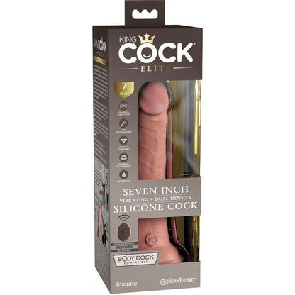 KING COCK - ELITE REALISTINEN DILDOVIBRAATORI &amp; SILIKONIKAUKOSÄÄDIN 17,8 CM