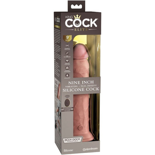 KING COCK - ELITE REALISTINEN DILDOVIBRAATORI &amp; SILIKONIKAUKOSÄÄDIN 23 CM