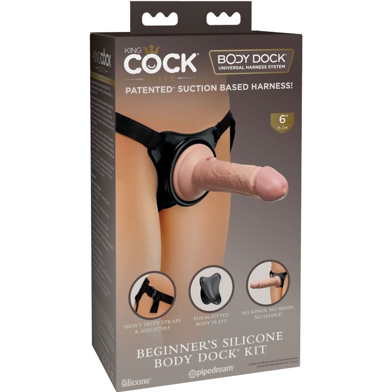 KING COCK - ELITE SÄÄDETTÄVÄT VALJAAT DILDOILLA 15,2 CM ALOITTELIJOILLE