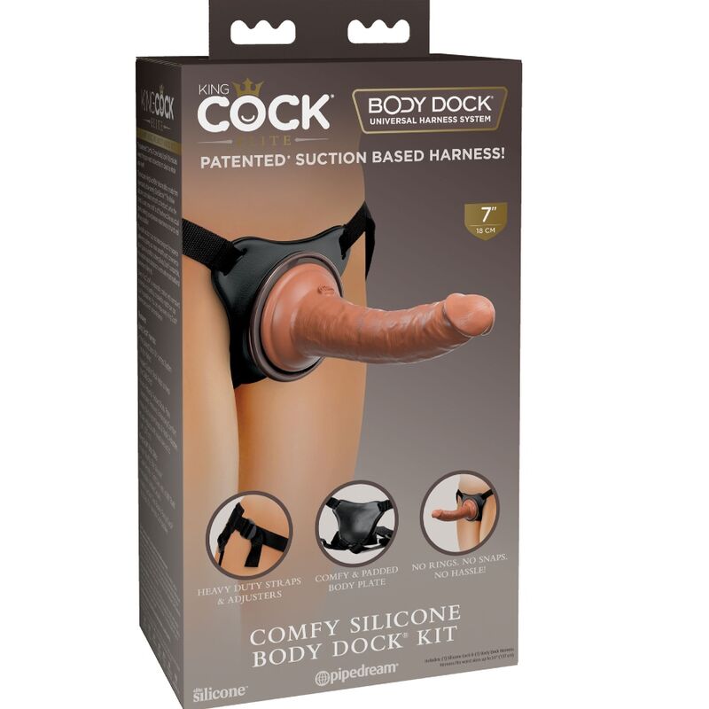 KING COCK - ELITE MUKAVA SÄÄDETTÄVÄ VALJAAT DILDOILLA 17,8 CM