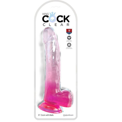 KING COCK - LÄPINÄKYVÄ DILDO KIVEKSILLÄ 20.3 CM VAALEANPUNAINEN