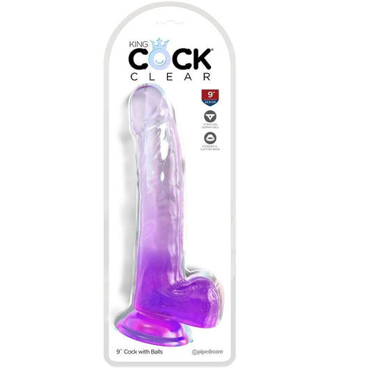 KING COCK - LÄPINÄKYVÄ DILDO KIVEKSILLÄ 20.3 CM VIOLETTI