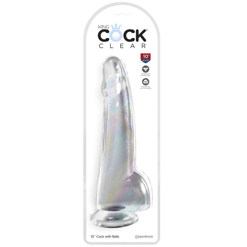 KING COCK - LÄPINÄKYVÄ DILDO KIVEKSILLÄ 19 CM