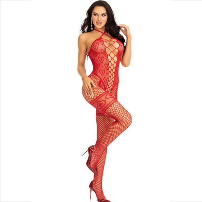 LEG AVENUE - BODYSTOCKING - KAULAHOUSUT, PUNAINEN, SYDÄMET, PUNAINEN