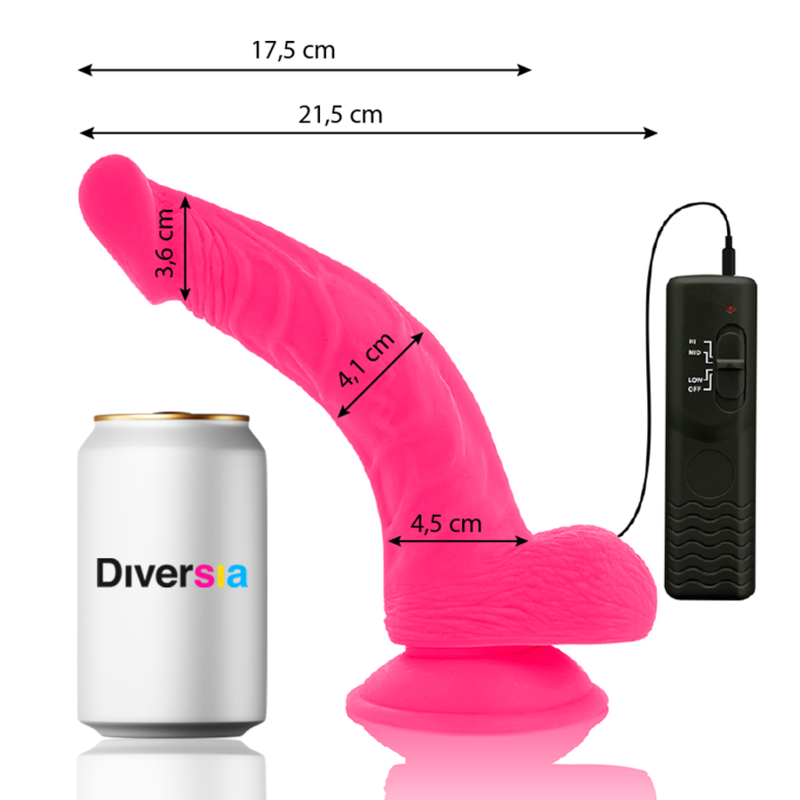 DIVERSIA - JOUSTAVA VÄRÄILEVÄ DILDO VAALEANPUNAINEN 21,5 CM -O- 4,5 CM