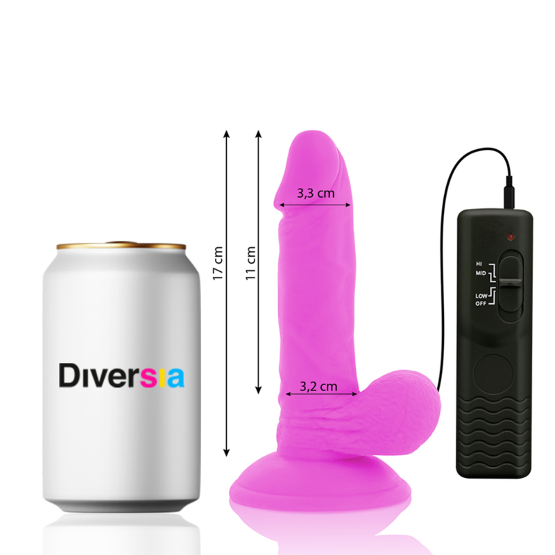 DIVERSIA - JOUSTAVA VÄRÄILEVÄ DILDO VIOLETTI 17 CM -O- 3,3 CM