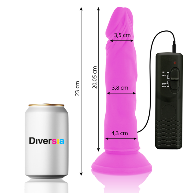 DIVERSIA - JOUSTAVA VÄRÄILEVÄ DILDO VIOLETTI 23 CM -O- 4,3 CM