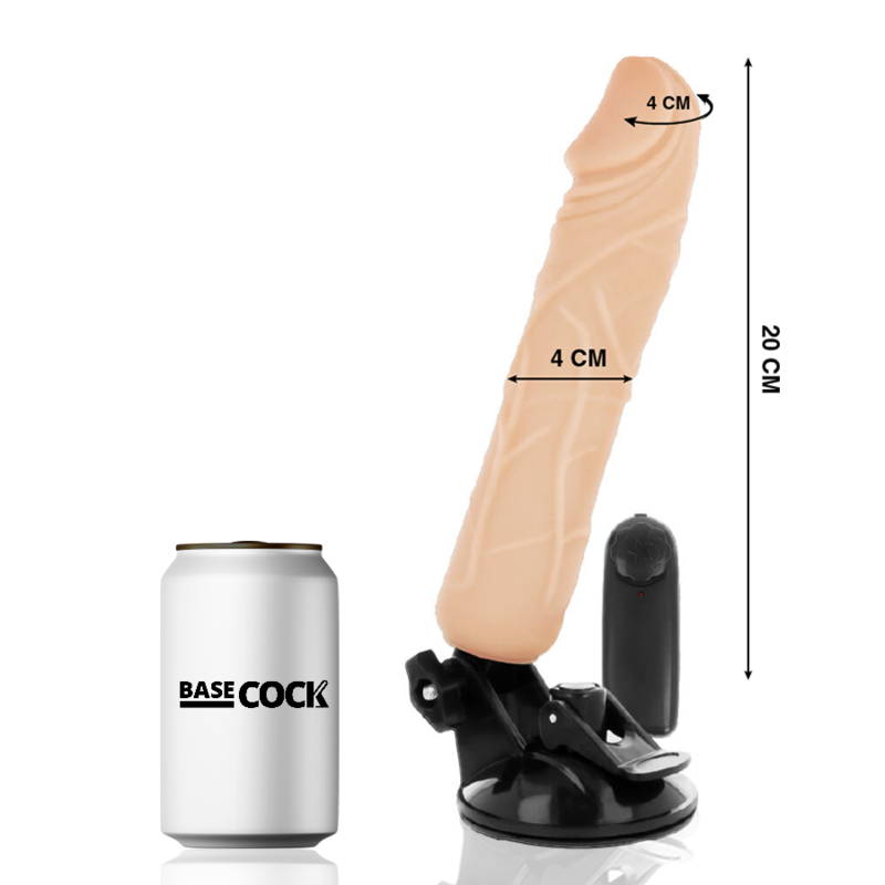 BASECOCK - REALISTINEN VIBRAATTORI, KAUKOSÄÄDIN, IHON MUKANA 20 CM -O- 4 CM