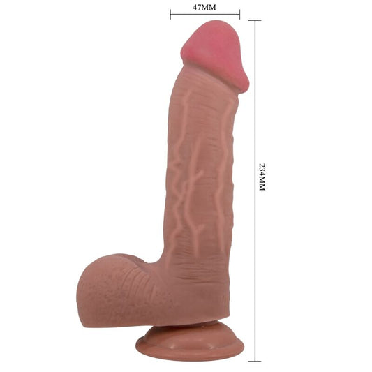 PRETTY LOVE - LIUKUVAA IMUKUPILLA VARUSTETTU REALISTINEN DILDO, JOKA ON LIUKUVAA IMUKUPPI, RUSKEA 23,4 CM