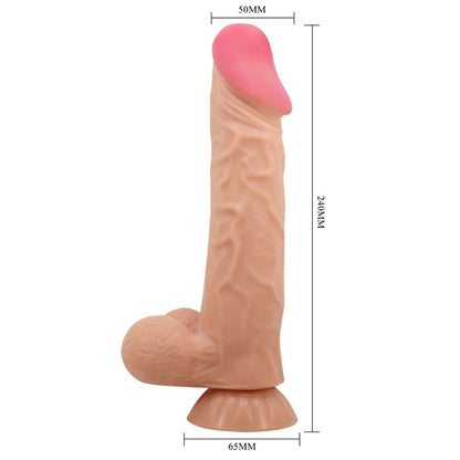 PRETTY LOVE - LIUKUVAA IHOA SARJAA REALISTINEN DILDO LIUKUVALLA IMUKUPILLA JA KAUKOSÄÄDIN IHOLLE 24 CM