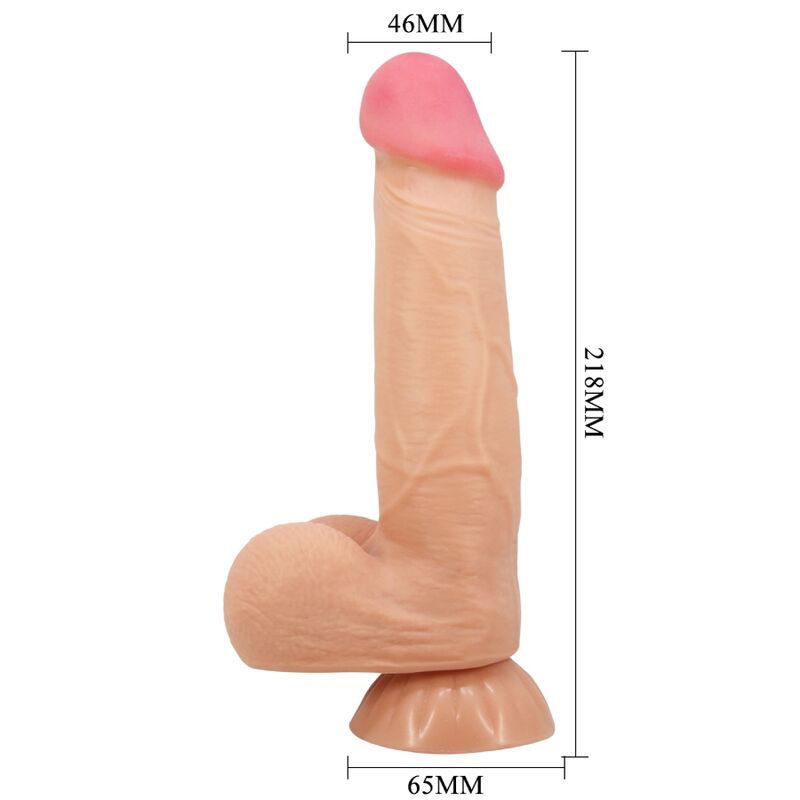 PRETTY LOVE - LIUKUVAN IHON SARJAN REALISTINEN DILDO LIUKUVALLA IMUKUPIVALLA KAUKOSÄÄDINLLÄ 21,8 CM